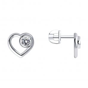 Серебряные серьги SOKOLOV с фианитом 94025971 фото