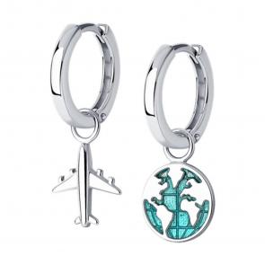 Серебряные серьги-трансформеры SOKOLOV с эмалью 94025984-91 фото