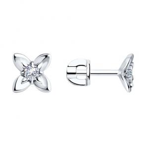 Серебряные серьги SOKOLOV с фианитом 94025994 фото