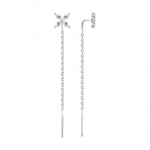 Серебряные серьги SOKOLOV с фианитом 94025995 фото