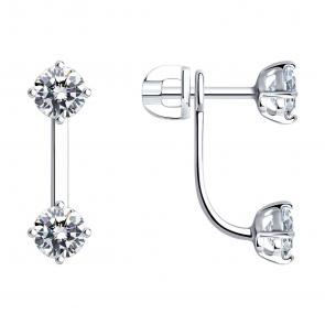 Серебряные серьги-трансформеры SOKOLOV с фианитом 94026005 фото