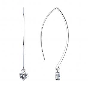 Серебряные серьги SOKOLOV с фианитом 94026011 фото