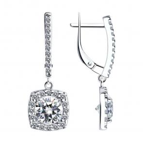 Серебряные серьги SOKOLOV с фианитом 94026013 фото