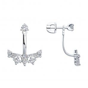 Серебряные серьги-трансформеры SOKOLOV с фианитом 94026018 фото