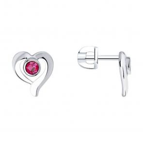 Серебряные серьги SOKOLOV с рубиновым корундом 94026020 фото