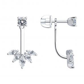 Серебряные серьги-трансформеры SOKOLOV с фианитом 94026021 фото