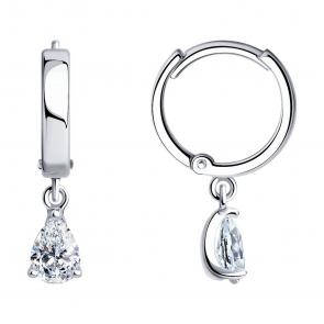 Серебряные серьги SOKOLOV с кристаллом Swarovski 94026024 фото