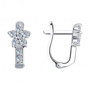 Серебряные серьги SOKOLOV с фианитом 94026033 фото