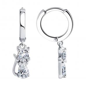 Серебряные серьги SOKOLOV с фианитом 94026039-91 фото