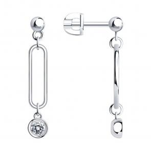 Серебряные серьги SOKOLOV с фианитом 94026040 фото