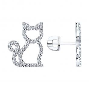 Серебряные серьги SOKOLOV с фианитом 94026041 фото