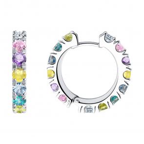 Серебряные серьги SOKOLOV с фианитом 94026048 фото