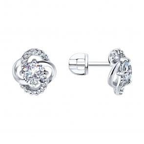 Серебряные серьги SOKOLOV с фианитом 94026054 фото