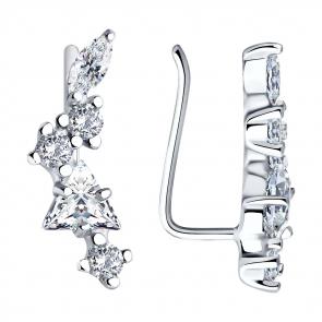 Серебряные серьги SOKOLOV с фианитом 94026084 фото