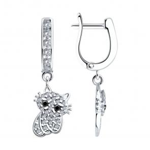 Серебряные серьги SOKOLOV с фианитом 94026100-91 фото