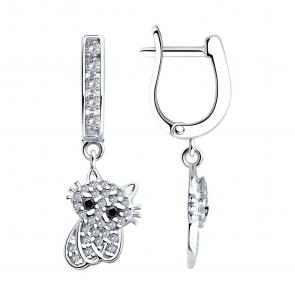 Серебряные серьги SOKOLOV с фианитом 94026100 фото