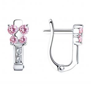 Серебряные серьги SOKOLOV с фианитом 94026111 фото