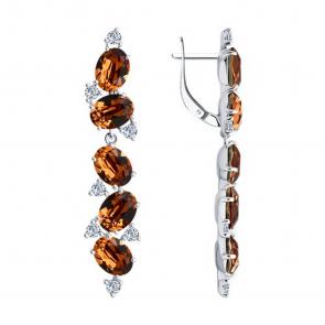 Серебряные серьги SOKOLOV с фианитом и кристаллом Swarovski 94026173 фото