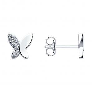 Серебряные серьги SOKOLOV с фианитом 94026191-91 фото