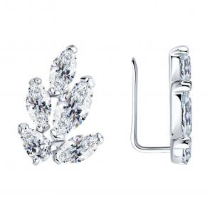Серебряные серьги SOKOLOV с фианитом 94026216 фото