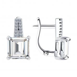Серебряные серьги SOKOLOV с фианитом 94026232-91 фото
