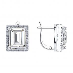 Серебряные серьги SOKOLOV с фианитом 94026237-91 фото