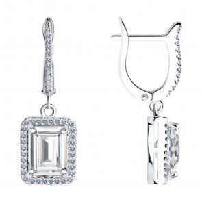 Серебряные серьги SOKOLOV с фианитом 94026238-91 фото