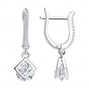 Серебряные серьги SOKOLOV с фианитом 94026263-91 фото