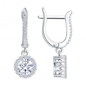 Серебряные серьги SOKOLOV с фианитом 94026340-91 фото