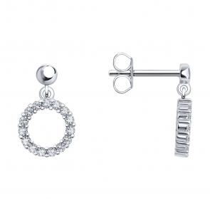 Серебряные серьги SOKOLOV с фианитом 94026341-91 фото