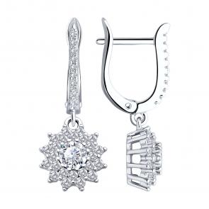 Серебряные серьги SOKOLOV с фианитом 94026386-91 фото