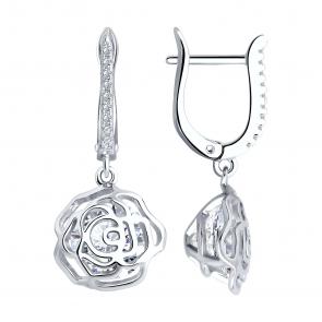 Серебряные серьги SOKOLOV с фианитом 94026389-91 фото