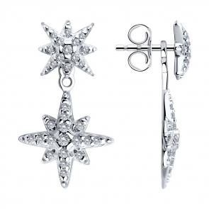 Серебряные серьги-трансформеры SOKOLOV с фианитом 94026400 фото