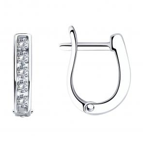 Серебряные серьги SOKOLOV с фианитом 94026402 фото