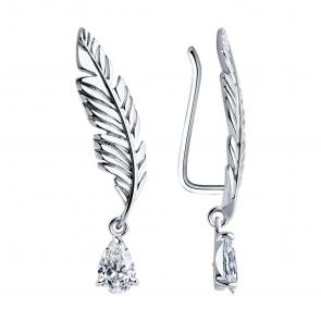 Серебряные серьги SOKOLOV с фианитом 94026408 фото