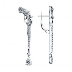 Серебряные серьги SOKOLOV с фианитом 94026411 фото