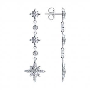 Серебряные серьги SOKOLOV с фианитом 94026412 фото