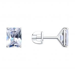 Серебряные серьги SOKOLOV с фианитом 94026417 фото