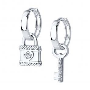 Серебряные серьги SOKOLOV с фианитом 94026427 фото