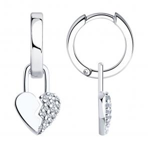 Серебряные серьги-трансформеры SOKOLOV с фианитом 94026430 фото