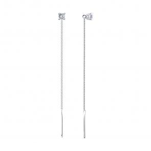 Серебряные серьги SOKOLOV с фианитом 94026437 фото