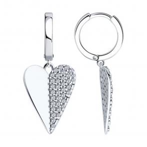 Серебряные серьги SOKOLOV с фианитом 94026446 фото