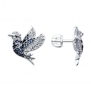 Серебряные серьги SOKOLOV с фианитом 94026447 фото