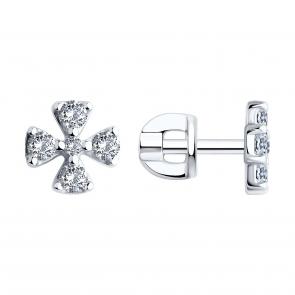 Серебряные серьги SOKOLOV с фианитом 94026452 фото