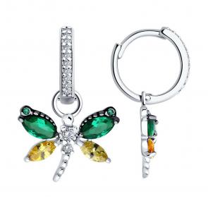 Серебряные серьги-трансформеры SOKOLOV с фианитом 94026482 фото