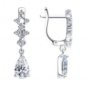 Серебряные серьги SOKOLOV с фианитом 94026485 фото