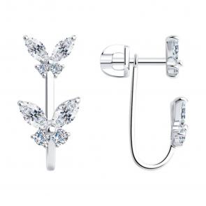 Серебряные серьги-трансформеры SOKOLOV с фианитом 94026498 фото