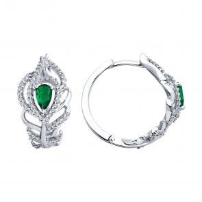 Серебряные серьги SOKOLOV с фианитом 94026502 фото