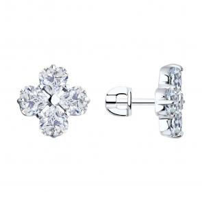 Серебряные серьги SOKOLOV с фианитом 94026509 фото