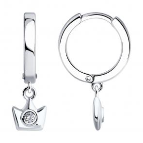 Серебряные серьги SOKOLOV с фианитом 94026516 фото